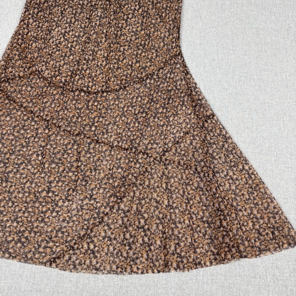 Chan Luu Brown Abstract Print Sheer Mesh Strapless Maxi Dress Large - Picture 8 of 13